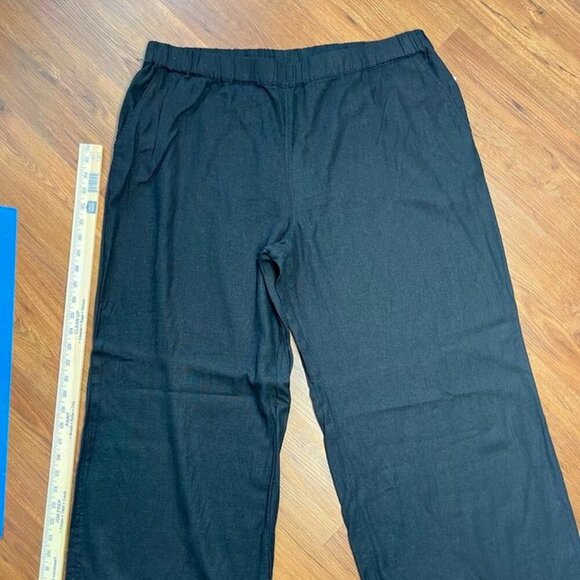 Caslon Linen Blend Wide Leg Pull-On Resort Travel Pants Black Women’s XL NWT - Picture 4 of 15